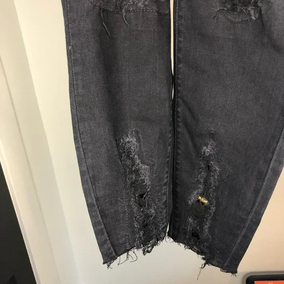 Judy Blue Black Mid-Rise Skinny Distressed Leopard Print Patch 15/32 NWT Stretch - Picture 6 of 8